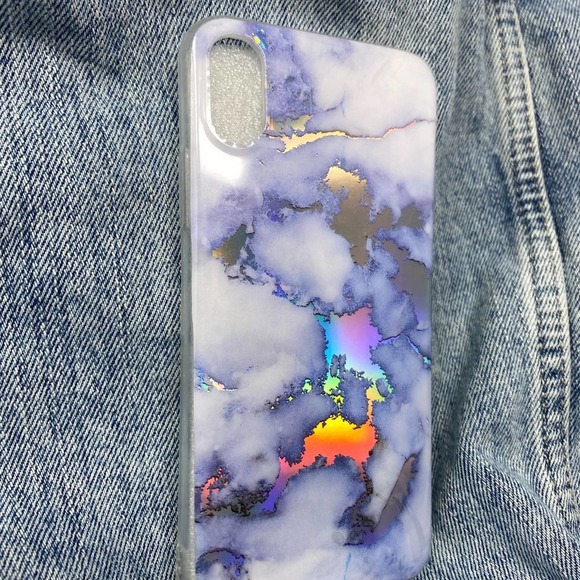 iPhone 6s Plus Case Blue Purple Metallic Marble Cover NEW Silicone Glossy - Picture 2 of 5